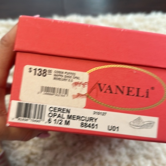 NEW! VANELI ceren puffed silver wedge sandal slides 6.5 - Picture 6 of 8